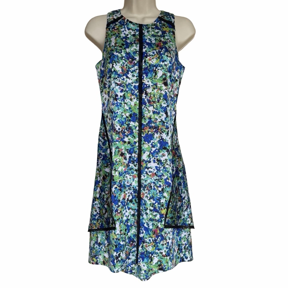 Ann Taylor Abstract Watercolors Sheath Dress Sz 0 High Low Hem Ditsy Classy Lace